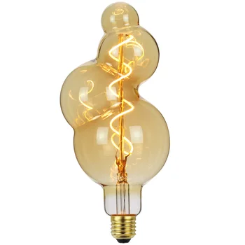 

TIANFAN Led Bulbs Vintage Light Bulb Bubble φ95mm Edison Bulb 4W Dimmable Spiral Filament Amber 220V Decorative Light Bulb