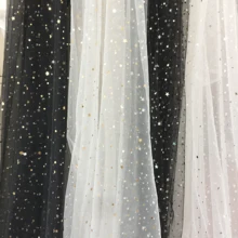 5 ярдов/партия Выкл Белый Черный Тюль кружевная ткань с золото серебро звезда, на платье невесты свадебное платье ткань вуаль бби пачка платье
