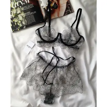 

Sexy-Women's Lace Bandage Lingerie Underwear G-string Babydoll Sleepwear Bra Set