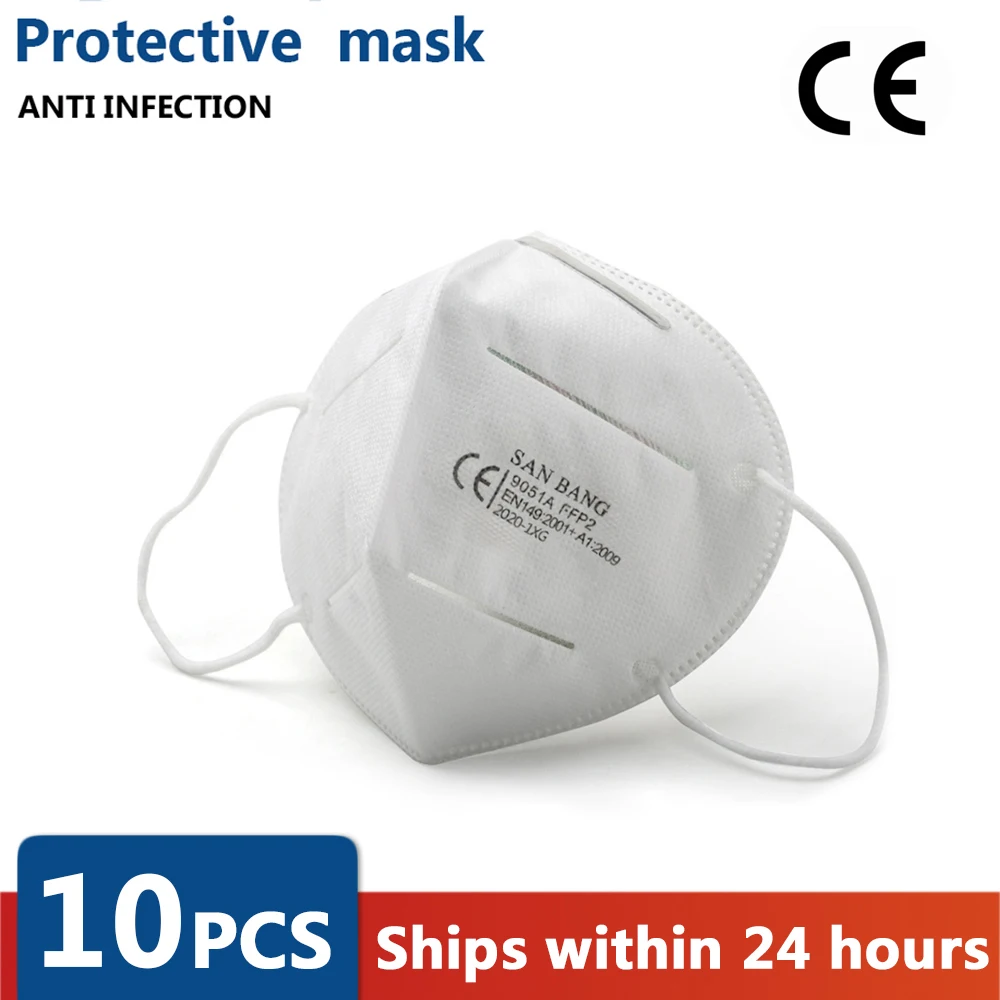 

10Pcs CE KN95 face protection mask 95% Filtration Cotton Anti Mask Bacterial Dust Protection against as FFP3 Mask FFP2 Mask