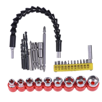 

32 Pcs Hardware Accessories Flexible Shaft Screwdriver Bit Sets Metal Screwdriver Extension Kits For Car Maintenance