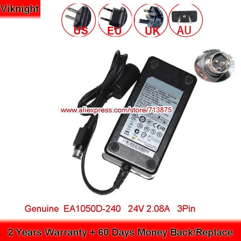 Genuine 50W 24V 2.08A EA1050D-240 AC Adapter Charger for Posiflex EA1050D240 3Pin Power Supply | Компьютеры и офис