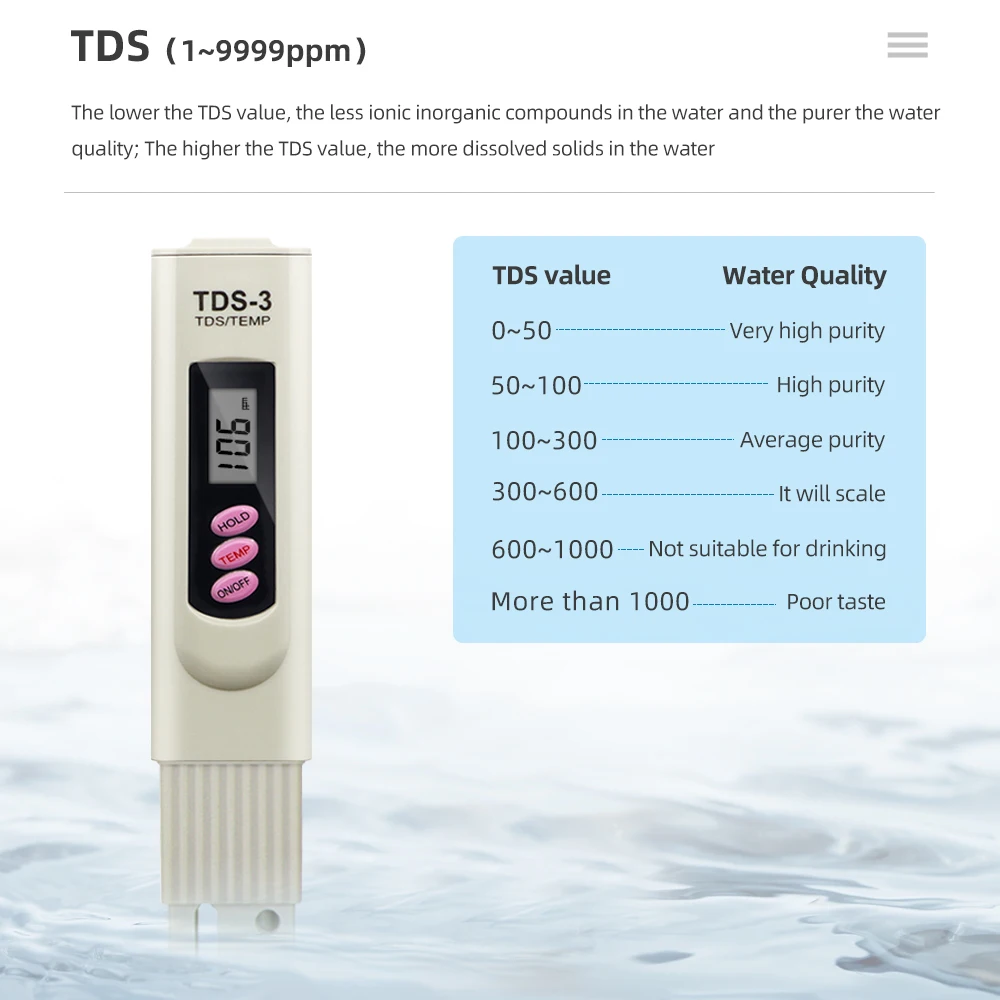 Digital TDS Meter Tester Temperature Pocket Aquarium Pool Water Wine Urine LCD Pen Monitor water quality tester