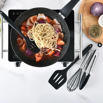 

New 10Pcs Kitchen Utensils Set Silicone Non-stick Barreled Cooking Utensil Silica Gel Utensil with S Shaped Hooks Kitchen Tool