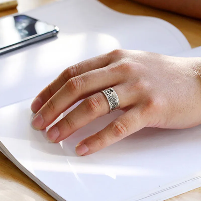 

Zhao yun Heart Sutra 999 Women's Silver Sutra Ring Adjustable Thai Silver Sutra COUPLE'S Silver Sutra Send Friends Gift