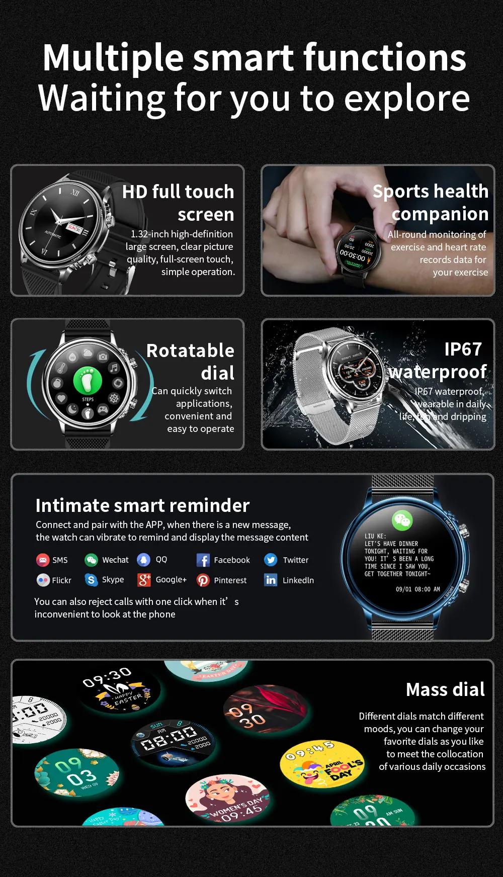 2023 new smart watch women men smartwatch waterproof watches fitness bracelet tracker band for apple huawei xiaomi android