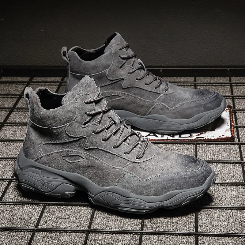 

Men's high-top sneakers versatile tooling boots autumn and winter 2019 running shoes tide men's plus velvet casual shoes ZM-104