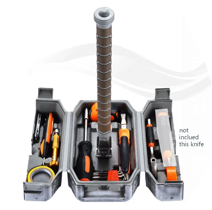 Buy New Comic hammer tool set home hand tools box THOR Hammer not inclued kinf and test pencal