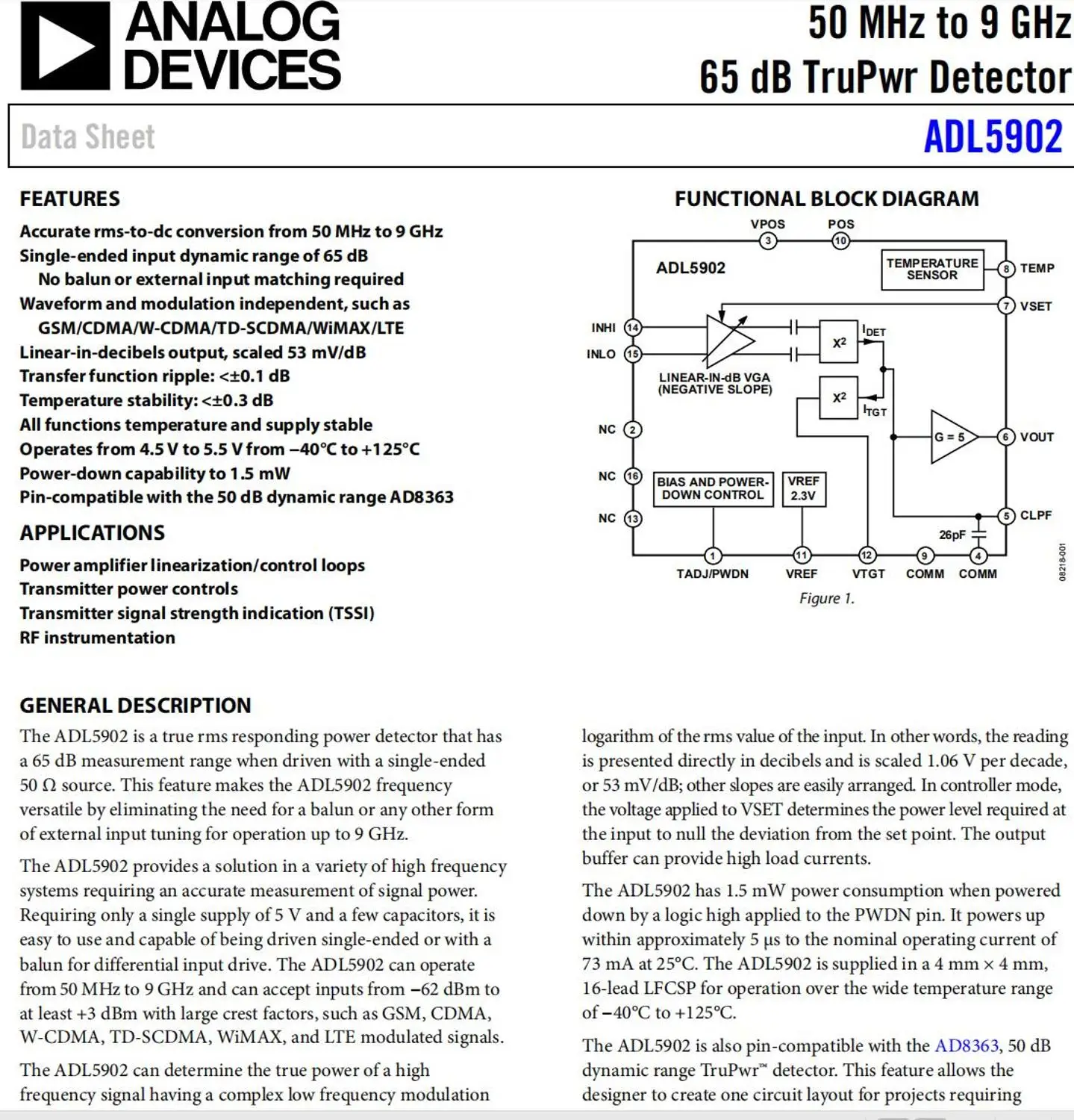 차폐 박스 포함 RF 검출기 ADL5902, 제조사 RMS 감지 RMS, 1 개