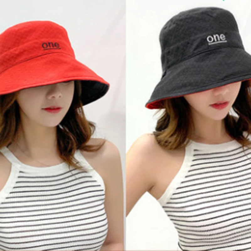 Women Bucket Hat Double-Sided Wear Wide Brim Outdoor Foldable Flat Top Panama Fishermen Visor Hat bucket hat women bucket hat women hat