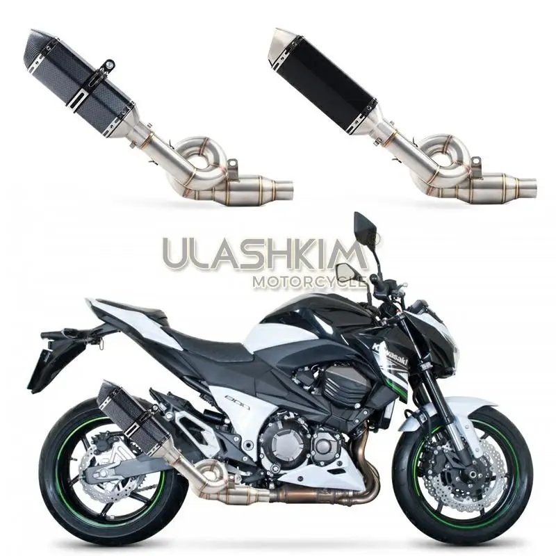 Motorcycle Full System Exhaust Muffler Escape Middle Link Contact Pipe Slip On For Kawasaki Z800 2012