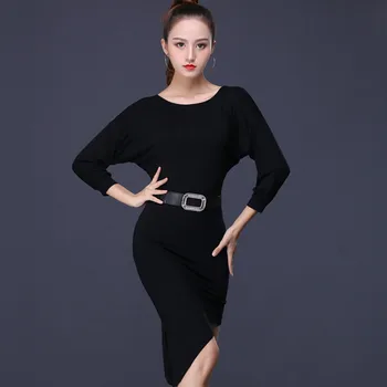 

2020 New Dance Dress Women's Adult Latin Training Dress round Oblique Swing Art Tango Rumba Modern Salsa Cha Cha Test Dress