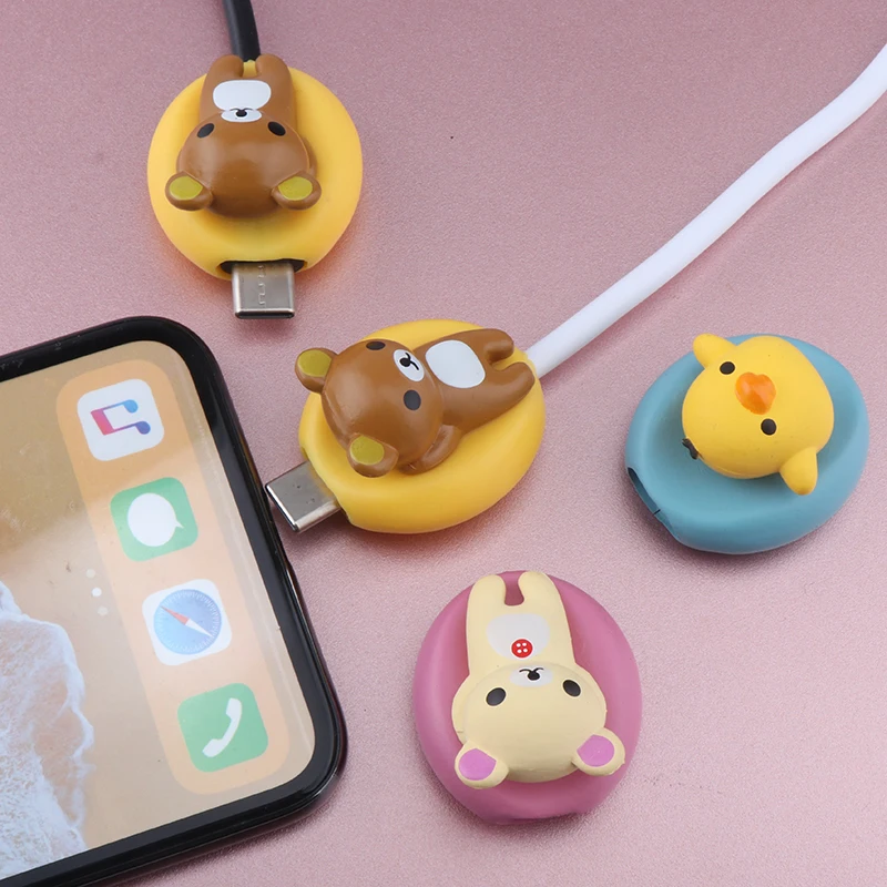 Animal Type C Cable Bite Protector Cute Cartoon Data Line Cord Lovely Silicone USB C Cable Protector Organizer Winder Cover