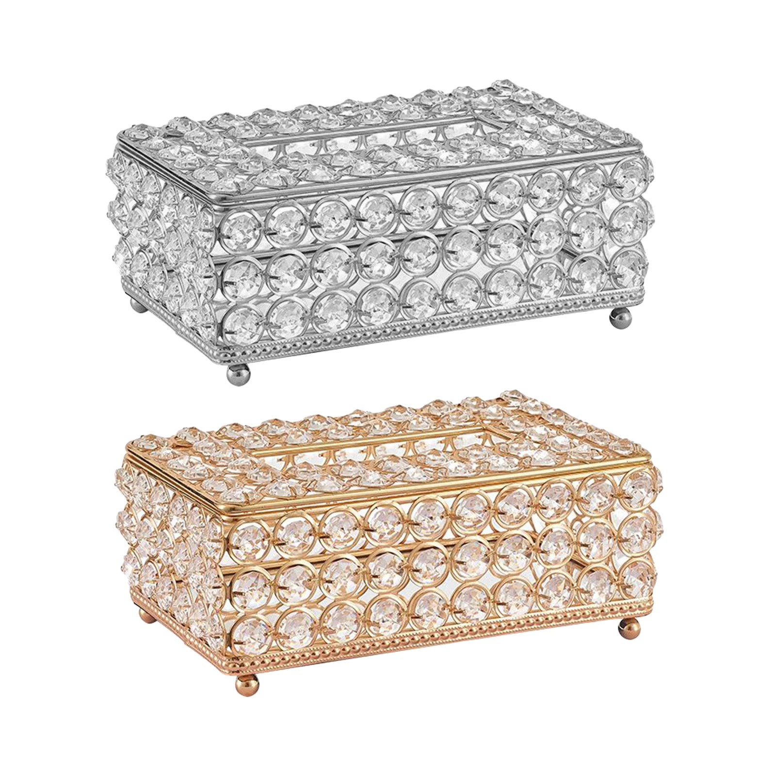 Shiny Tissue Box Elegant Napkin Holder for Living Room Bathroom Office Bar 4