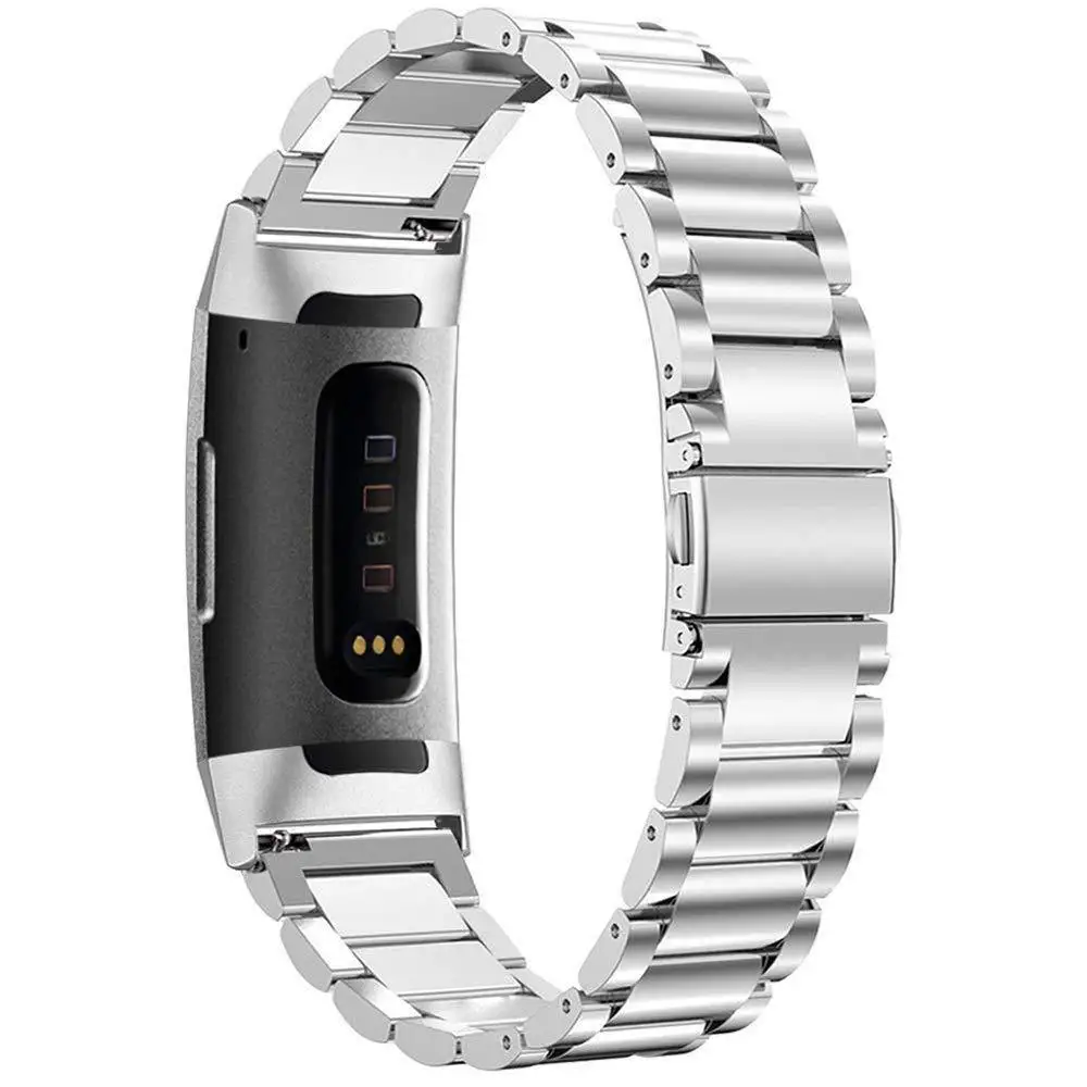 

For Fitbit Charge 3 Stainless Steel Watchband Smart Watch Band for Men and Women Solid Metal Belt