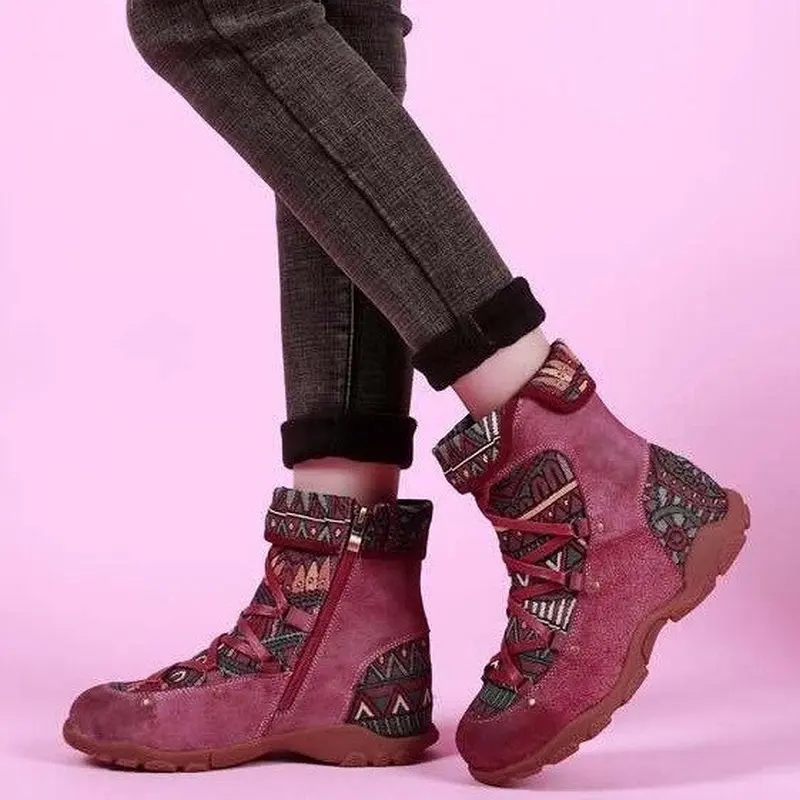 2020 Women's Ladies Retro Bohemian Style Ankle Zip Short Boots Booties Casual Shoes Winter Botas Mujer Invierno | Обувь