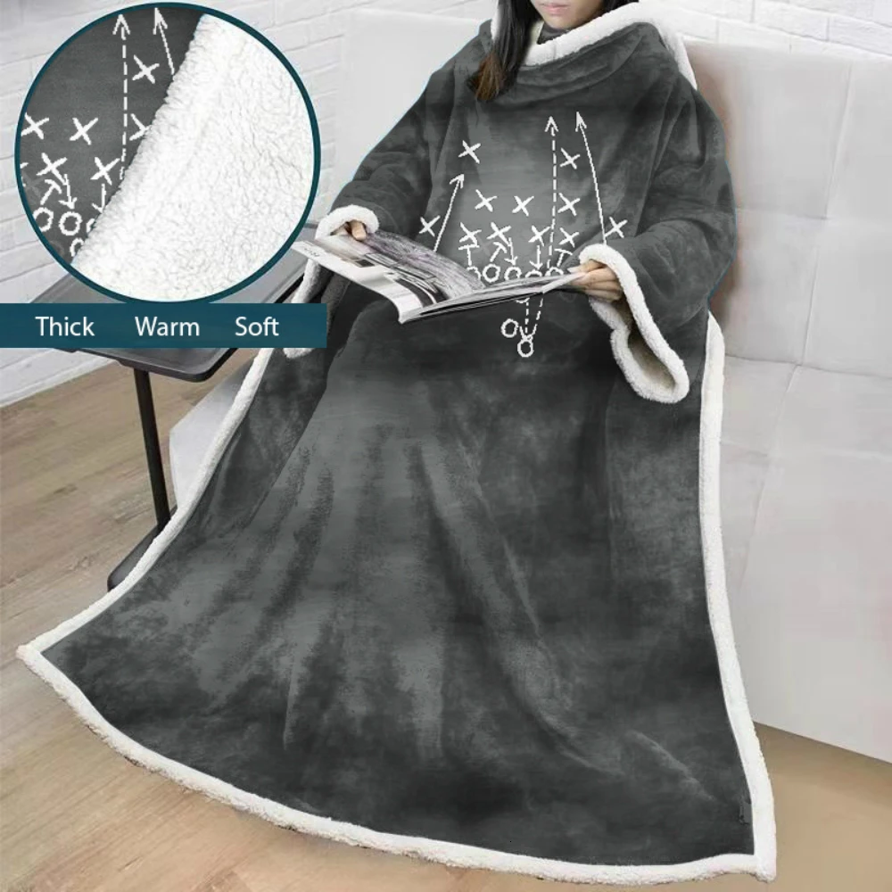 Прямая одеяло с рукавами 3D печатных регби для взрослых микрофибра шерпа флисовый диван одеяло Открытый плюш Коралл Манта