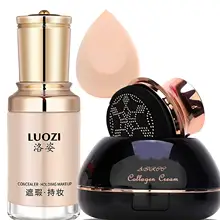 Air Cushion CC Cream Brightening Skin Tone Moisturizing Face Foundation Makeup Full Coverage Liquid Foundation with Applicator