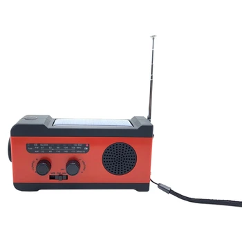 

AMS-Solar Hand Crank AM/FM/NOAA Weather Portable Radio with LED Flashlight, 2000MAh Power and SOS Alarm for Phone/Household Emer