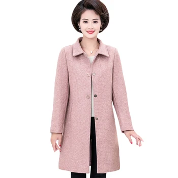 

New Spring Autumn Elegant Plus Size Overcoat 3XL 4X Wool Coat Jacket Women Slim Woolen Long Cashmere Coats Jackets