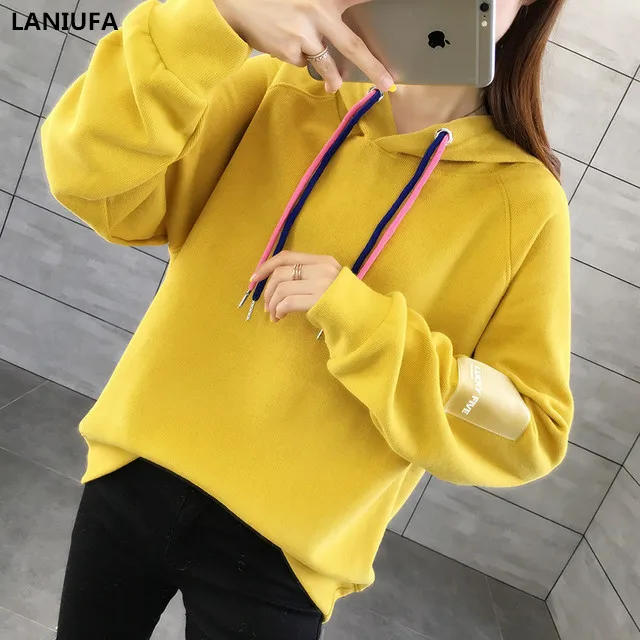

Autumn Winter Harajuku Hoodies Women Hoodies Casual Long sleeved Thickening Coat women Sweatshirts Letter Print Hooded Tops Y793