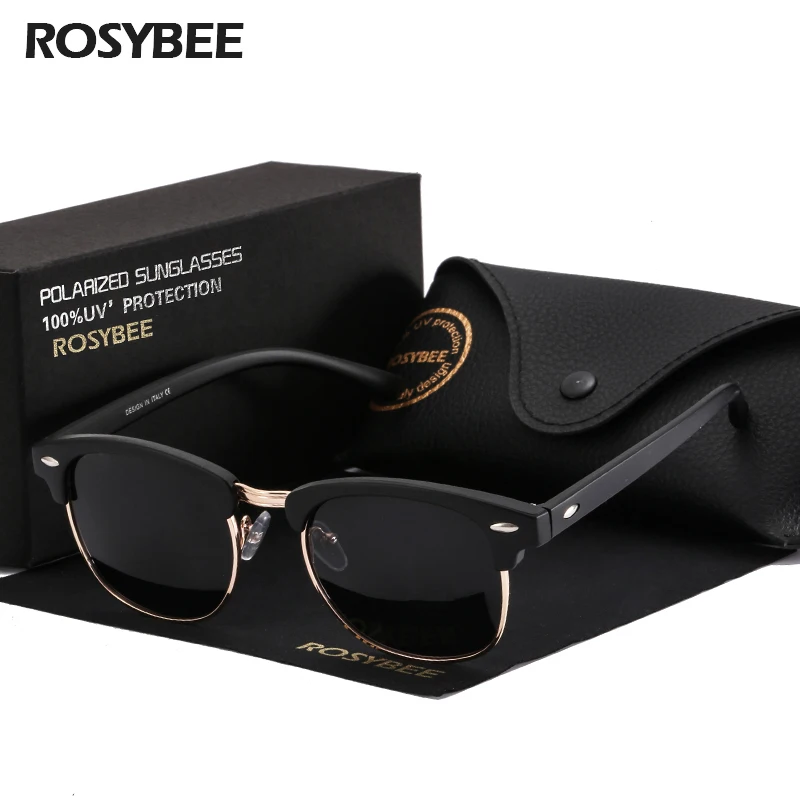 designer sunglasses ROSYBEE UV400 Polarized Sunglasses Men Women Classic Cool Retro Sun Glasses Coating  Man Driving Shades Fashion Male Oculos black cat eye sunglasses