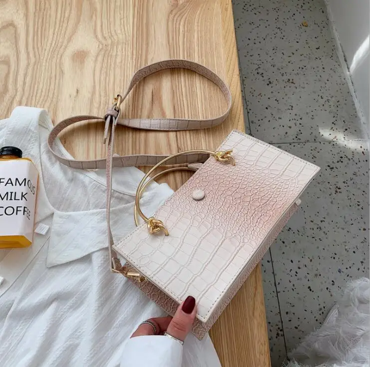 

Business Alligator Pattern Meatle Handle Handbag Flap 2019 Women Crossbody Bag Female Shoulderbag Sac #1845