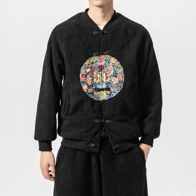 Sinicism Store, Мужская винтажная бархатная хлопковая куртка, осенняя утолщенная тонкая куртка, Мужская Уличная куртка в китайском стиле, 5XL - Цвет: 1743Black