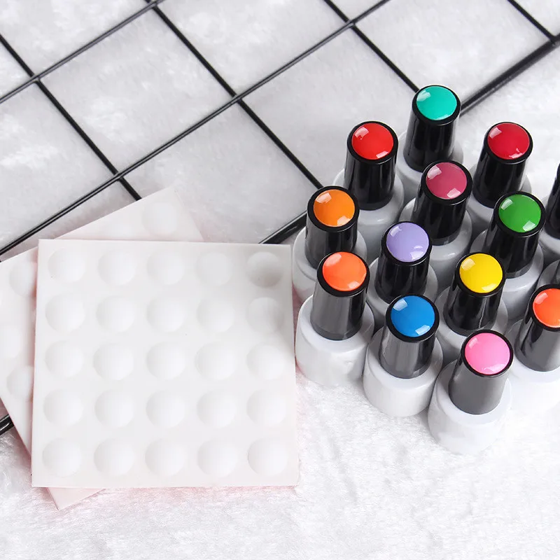 25/50pcs UV Gel Color Button White Color Adhesive Plaster Manicure Gel Polish Plastic Label Sticker Nail Art Tools Practice Hand