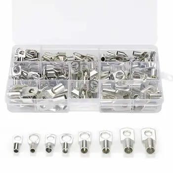 

170/100/60Pcs SC Bare Tinned Copper Lug Terminals Ring Seal Wire Connectors Bare Cable Crimped/Soldered Terminal Assortment Kit