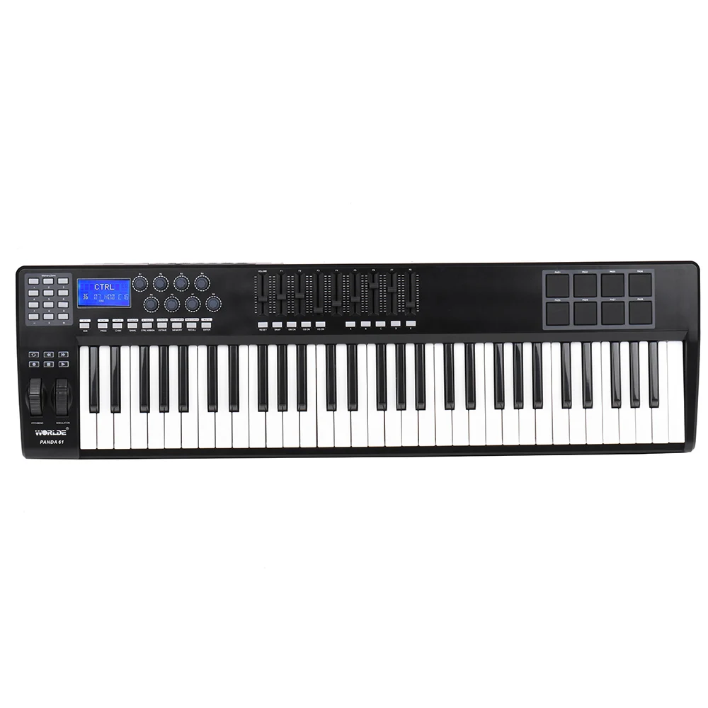 Высокое качество 61 ключ USB MIDI контроллер клавиатуры 8 барабанные тормозные