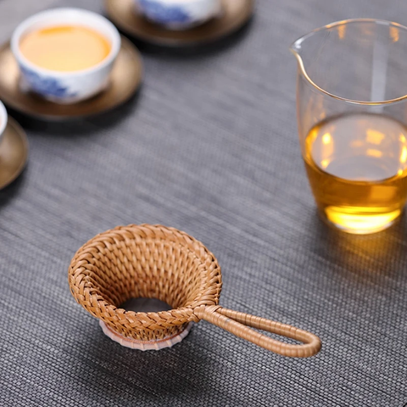 Vietnamese Handmade Long Handle Rattan Tea Leaf Tea Filter Tea Road Zero with Tea Filter Tea Accessories Filter
