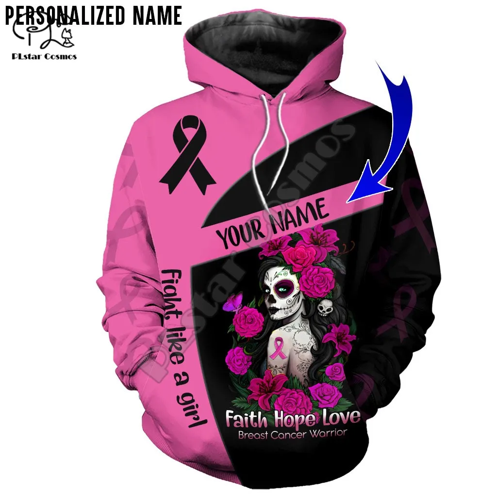 

PLstar Cosmos Breast Cancer Warrior Fighter 3D Printed Hoodies Sweatshirts Zip Hooded For Men/Women Casual Streetwear Style-B09
