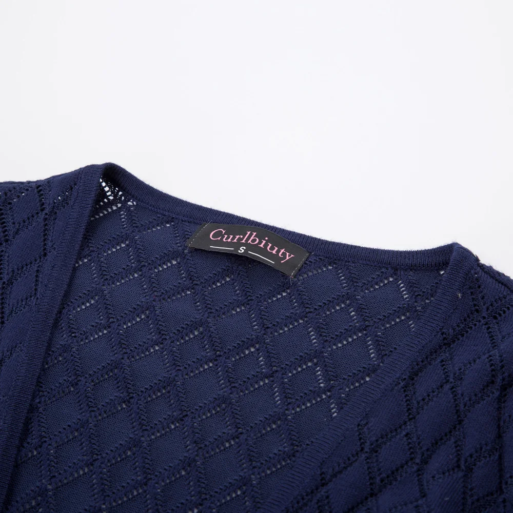 Greatest Curlbiuty Women's Cropped Knitwear Coat Shrug 3/4 Sleeve Tie Front Diamond Pattern Fashion Lady Sli