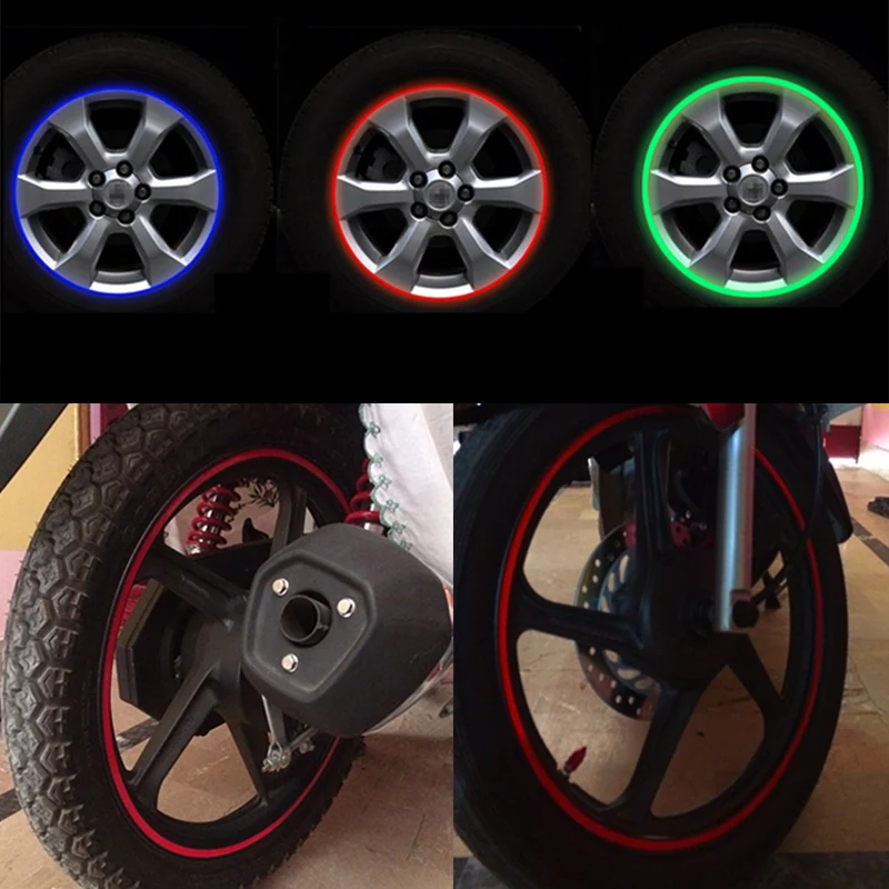 Moto Sticker(17inch) Универсальная защитная полоска для обода автомобиля 8 м, Защитная пленка для края колеса, яркая матовая наклейка для автомобильных колес, защитные накладки для автостайлинга - Цвет: Moto Sticker(17inch)