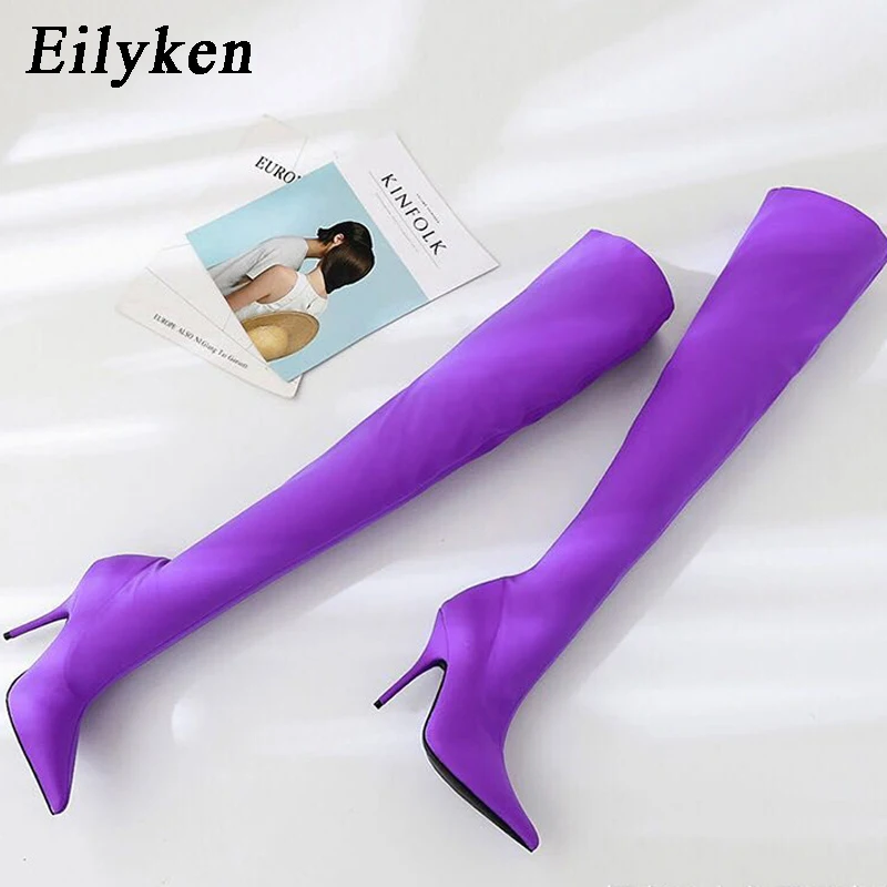 Women High Heel Boots women high heel boots Thigh High Elastic Stretch Sexy Thin Heels