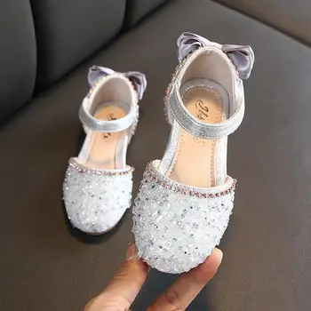 

Hot Summer Children Casual Sandals Leather Girls Princess Flat Heel Party Shoes Fashion Sequins Bow Kids Sandals For Girls