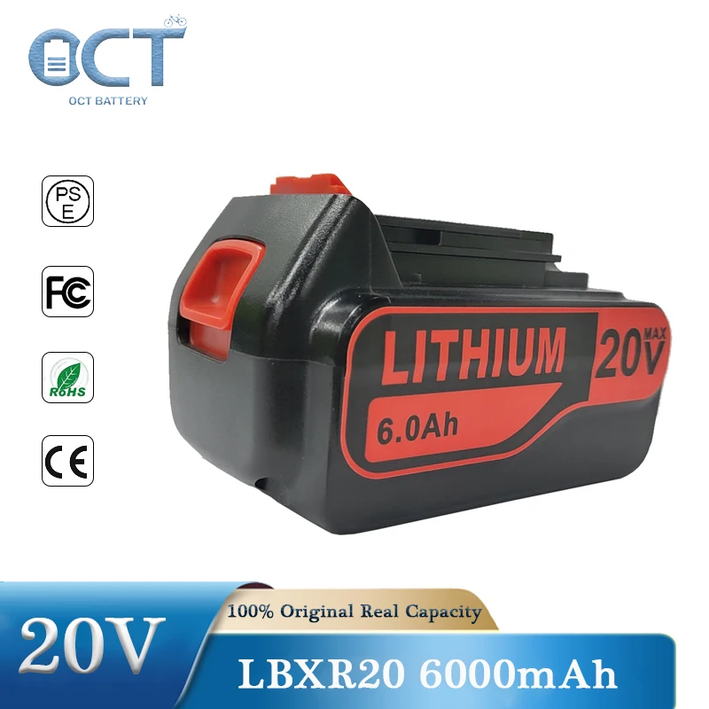 

Запасная литий-ионная аккумуляторная батарея LBXR20 Black 20 в Decker 6,0 Ач для Black DeckLb20 Lbx20 Bl2018 L70