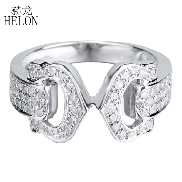 

HELON Moissanite Ring Solid 10k 14K White Gold 0.5CT VVS/DEF Lab Grown Moissanite Diamond Women Jewelry Engagement Wedding Ring