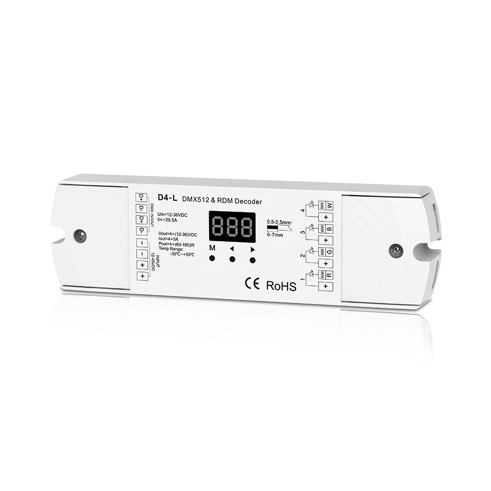 DC12V-48V 4 канала 4CH ШИМ постоянного напряжения постоянного тока декодер DMX512 светодиодный контроллер для RGB светодиодный свет полосы с дисплеем