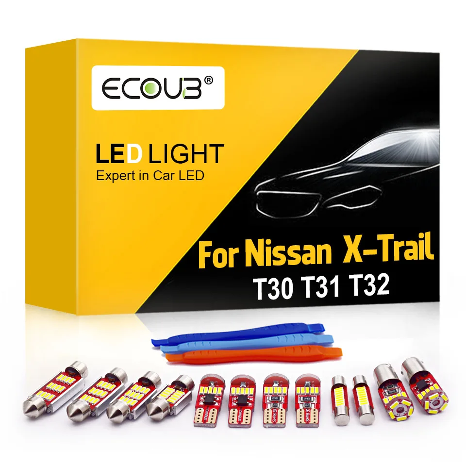 For Nissan X-Trail T30 T31 T32 Interior Light Bulb LED Kit Dome Map Trunk Indoor Overhead White Canbus Car Interior Replacement