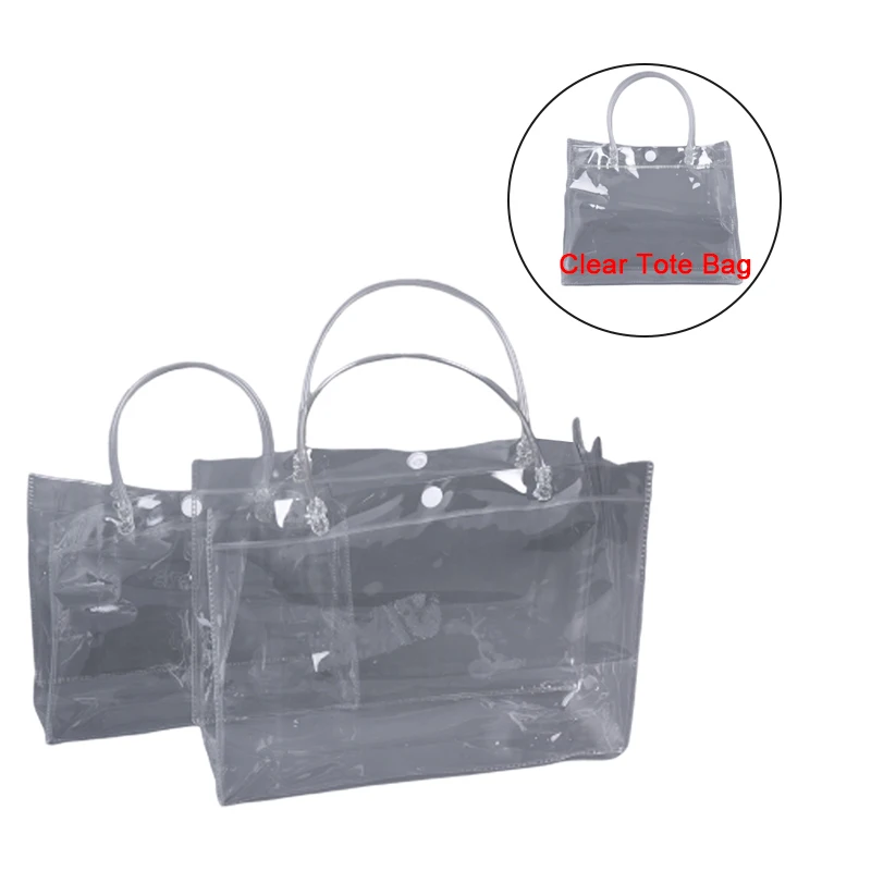 1 Piece Clear Tote Bag PVC Transparent Shopping Bag Shoulder Handbag Stadium Approved Environmentally Storage Bags
