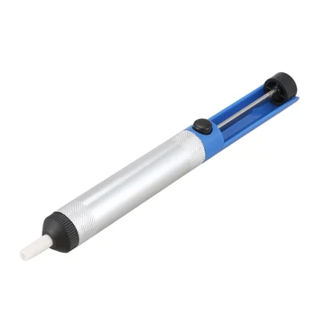 

Aluminum body desoldering pump with suction cup to remove iron welding tool, Blue + Silver