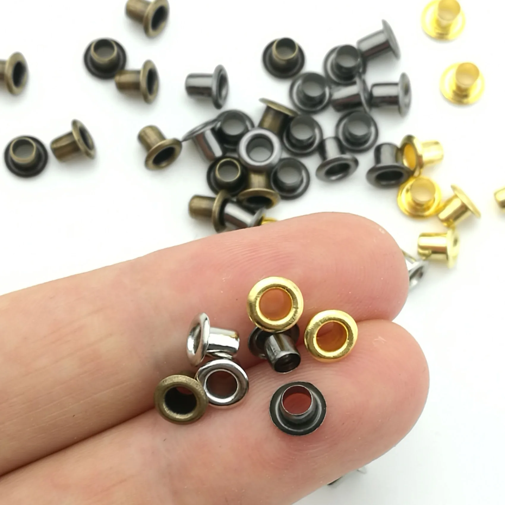 1.0/1.5/2/2.5mm Brass Hollow Rivets with Hanging Plate Holes Mini Eyelets for BJD 100pcs