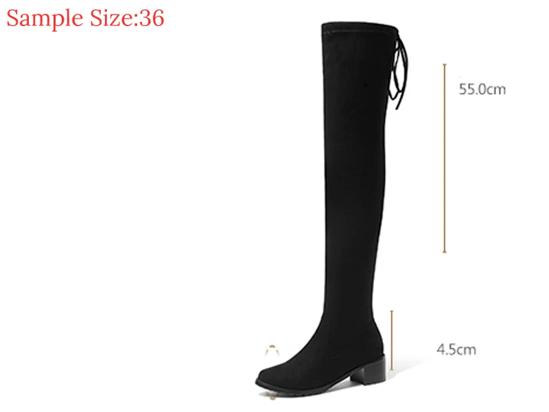 Стрейчевая ткань; облегающие высокие сапоги; Женская осенне-зимняя обувь на среднем каблуке; модные женские сапоги выше колена с перекрестными ремешками; A328