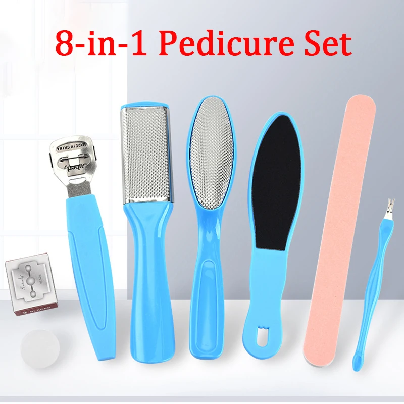 

Professional Pedicure Tool Kit Foot Care Tool File Set Heels File Set Dead Hard Skin Callus Remover Scraper 8Pcs Manicure Set