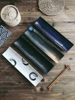 

1 PC NIMITIME Japanese Style Sushi Ceramic Rectangular Plate Cuisine Pastry Hand-painted Long Dinner Plate Tableware