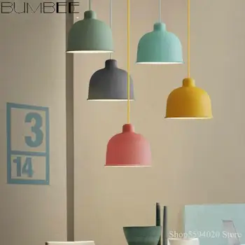 

Designer Macaron Bell Lustre Pendant Lights Nordic Minimalist Color Pendant Lighting Creative Bar Cafe Hanging Light Fixture