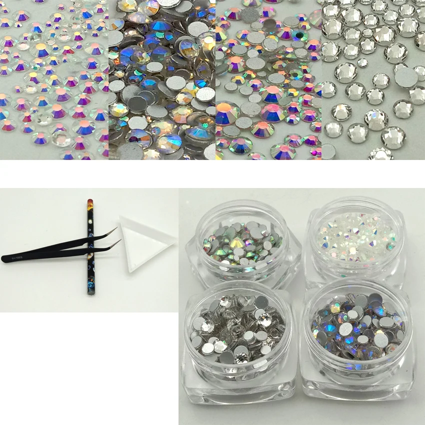 420 шт кристаллы стеклянный опал Стразы для украшения для ногтей смешанный размер драгоценные камни бисер Подвески Аксессуары для ногтей 1,3 мм-5 мм