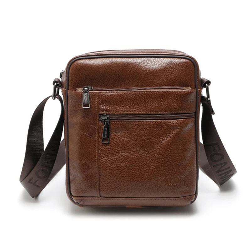 Weysfor Mini Genuine Leather Crossbody Bag Men Casual Single Zipper Shoulder Handbags Bag Male Small Men's Messenger Bags